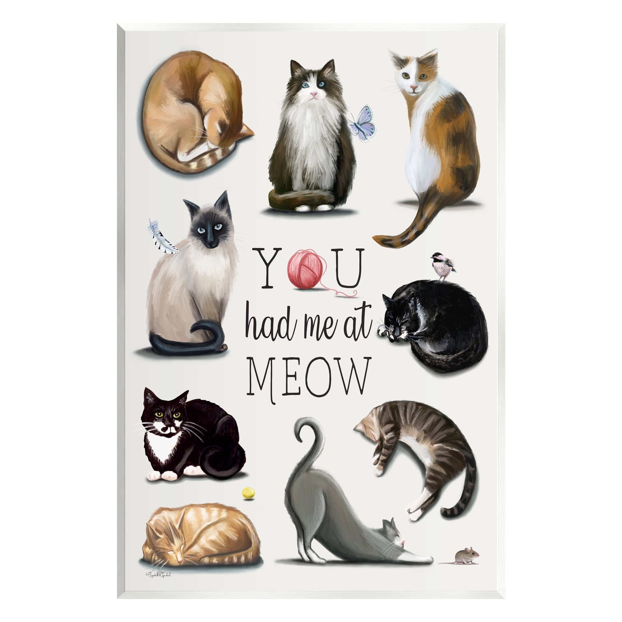 Stupell You Had Me At Meow Cat Pet Animals & Insects Painting Wall Plaque Unframed Art Print Wall Art