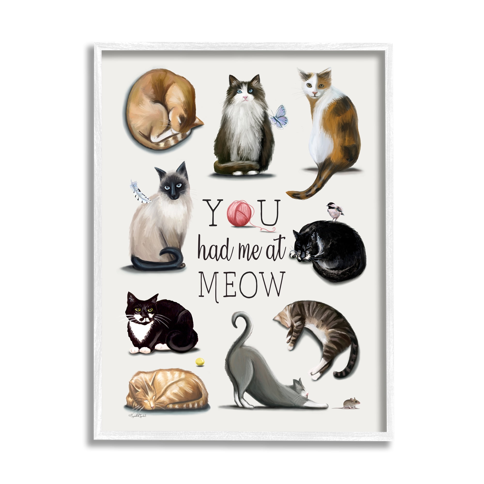 Stupell You Had Me At Meow Cat Pet Animals & Insects Painting White Framed Art Print Wall Art