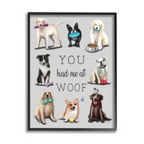 Stupell You Had Me At Woof Playful Dogs Animals & Insects Painting Black Framed Art Print Wall Art