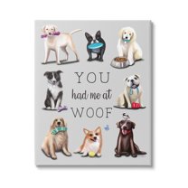 Stupell You Had Me At Woof Playful Dogs Animals & Insects Painting Gallery Wrapped Canvas Print Wall Art