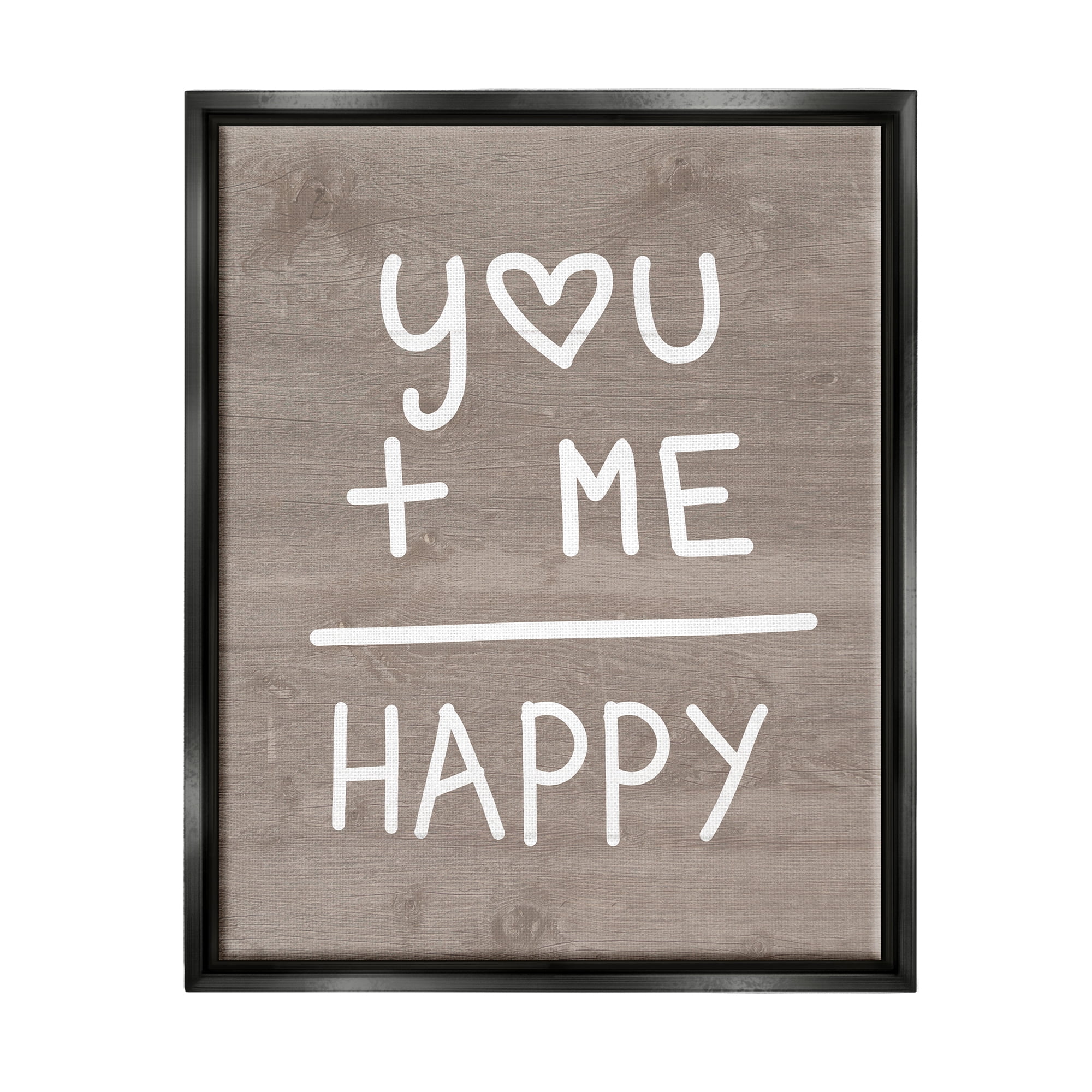 Stupell You + Me = Happy Equation Romance Inspirational Painting Black Floater Framed Art Print Wall Art
