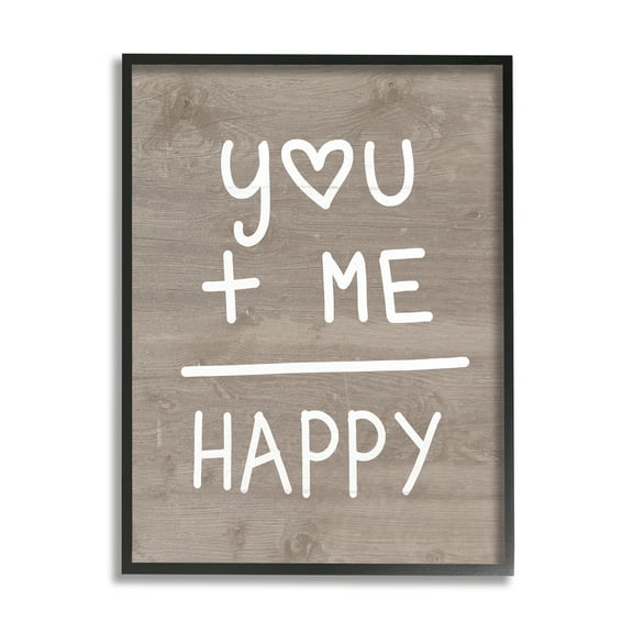 Stupell You + Me = Happy Equation Romance Inspirational Painting Black Framed Art Print Wall Art