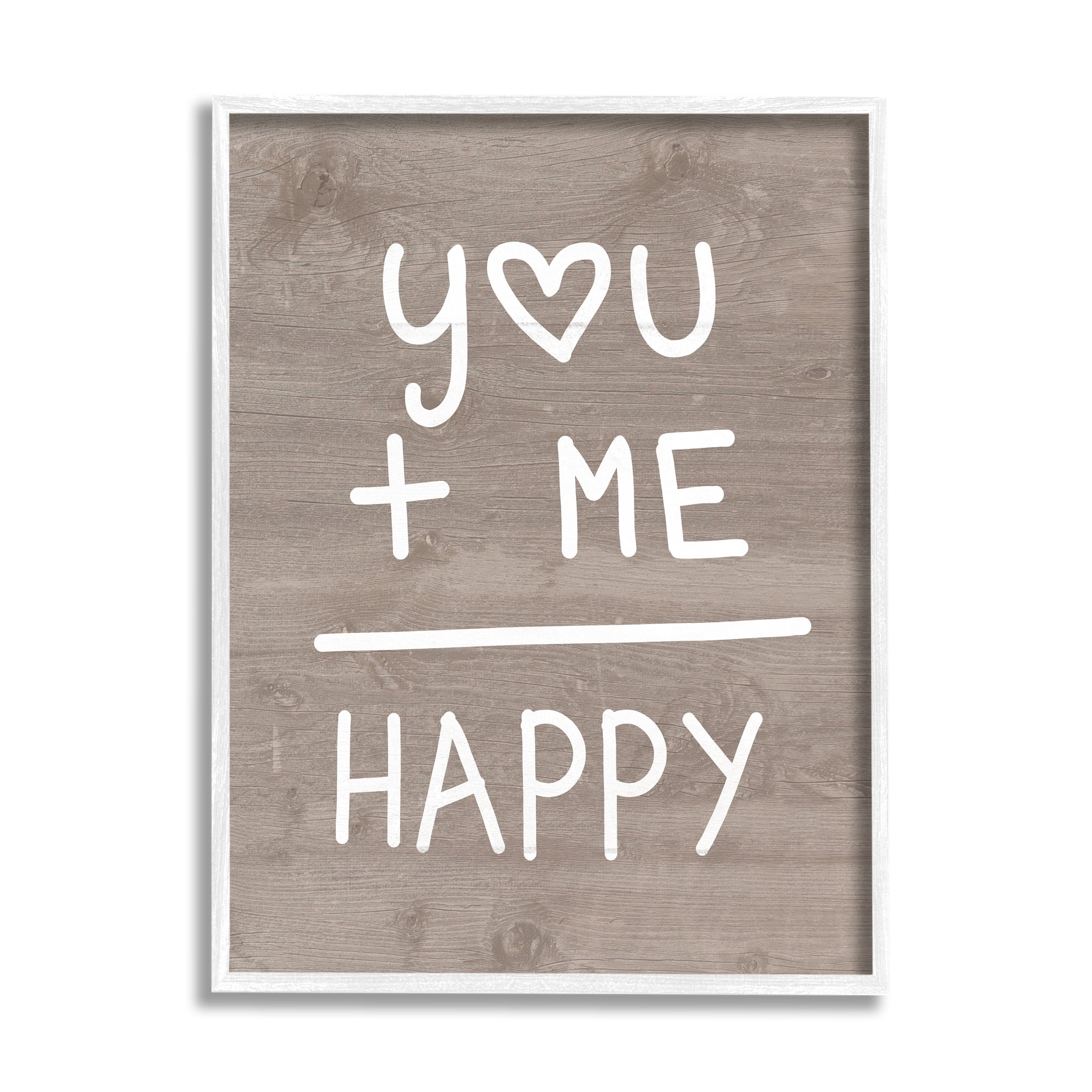 Stupell You + Me = Happy Equation Romance Inspirational Painting White Framed Art Print Wall Art