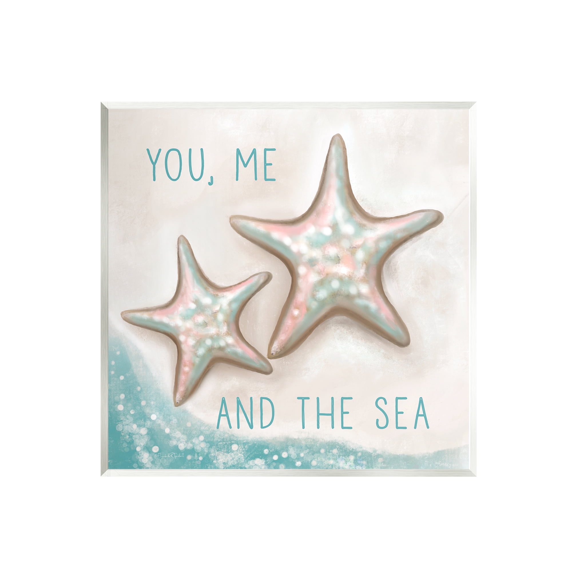 Stupell You Me & Sea Beach Starfish Romance Landscape Painting Wall Plaque Unframed Art Print Wall Art
