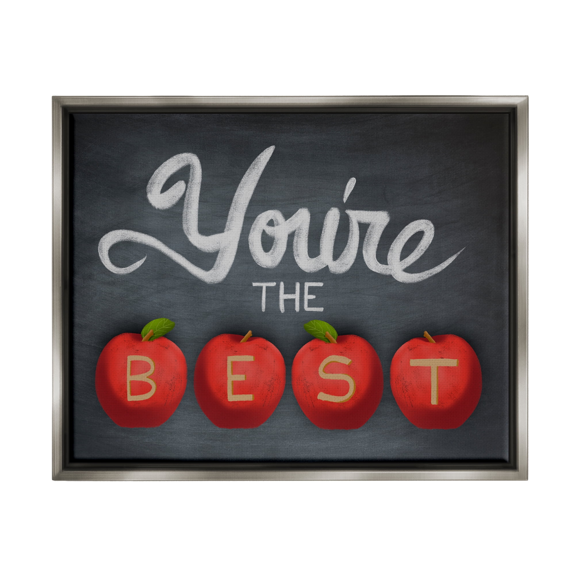 Stupell You're The Best Teacher Apples Food & Beverage Painting Gray Floater Framed Art Print Wall Art