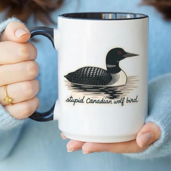 Stupid Canadian Wolf Bird Mug, Hockey Romance LGBT Hockey Fan Gift Heated Movie Rivalry Mug, Loon Bird Mug, Gift For Christmas