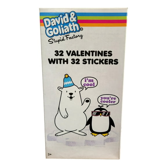 Stupid Factory David and Goliath Valentines Day Cards (32 Valentines with 32 Stickers) Valentine
