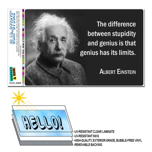 Stupidity Genius Has Limits Einstein - Funny SLAP-STICKZ(TM) Premium Sticker