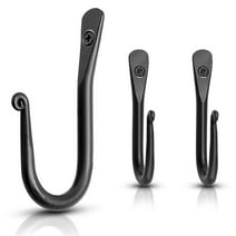 Stur-De Wall Mounted Hooks - Wrought Iron Decorative Blacksmith Handmade Iron Hook for Bathroom and Kitchen - Pack of 3
