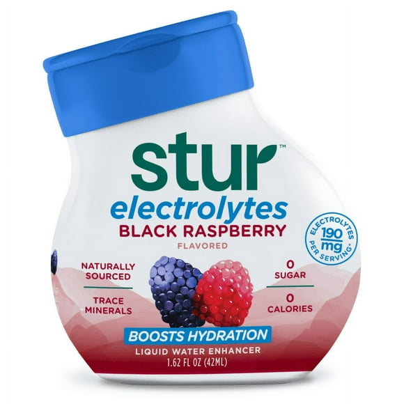 Stur Drinks Blue Raspberry, Electrolytes Liquid Water Enhancer 1.62 fl oz (Pack of 4)