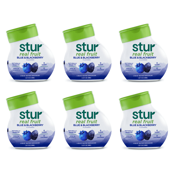 Stur Drinks Blue Raspberry, Electrolytes Liquid Water Enhancer 1.62 fl oz (Pack of 6)