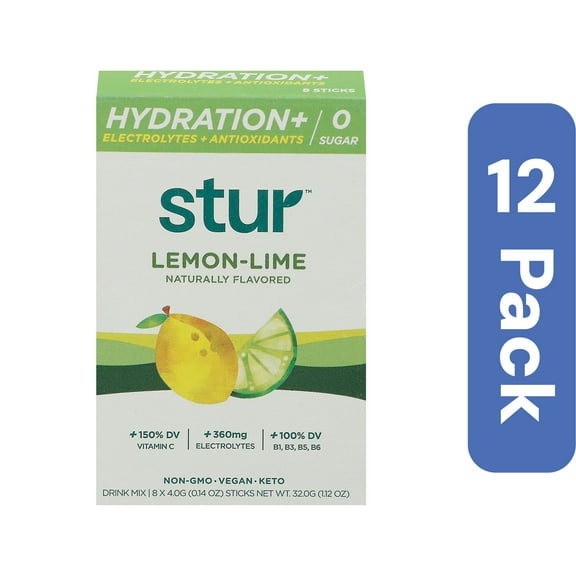 Stur Powdered Drink Mix Lemon Lime Hydration 1.12 oz (Pack Of 12)