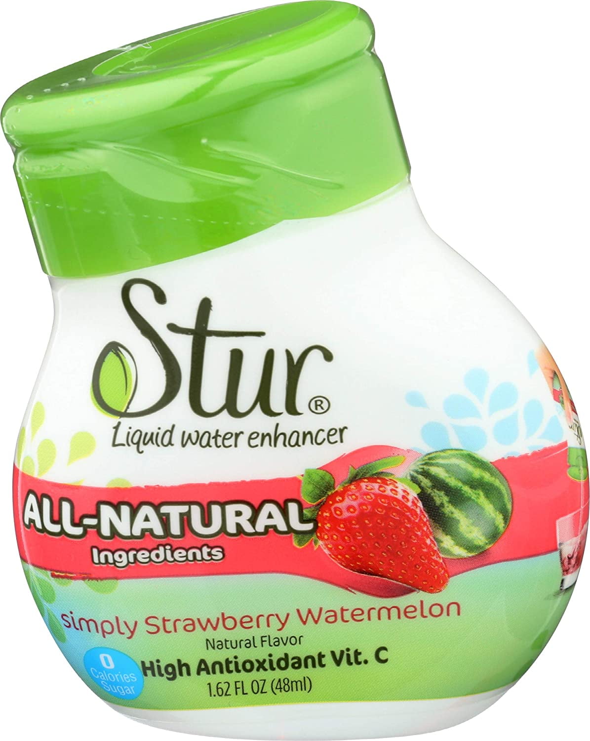 Stur Strawberry Watermelon - 24 servings - Makes over 5 litres of drink. High in Vitamin C. All Natural Stevia Water Enhancer. No-added sugar. 0 Calories. Works with Sodastream.