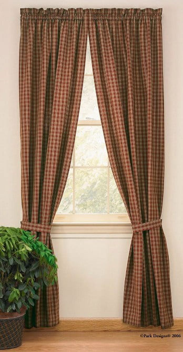 Sturbridge Plaid Lined Curtain Panels Country Wine, Black, Navy