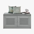 thumbnail image 1 of Sturdis Modern Cushioned Shoe Storage Bench with Adjustable Shelves, Gray, 1 of 12