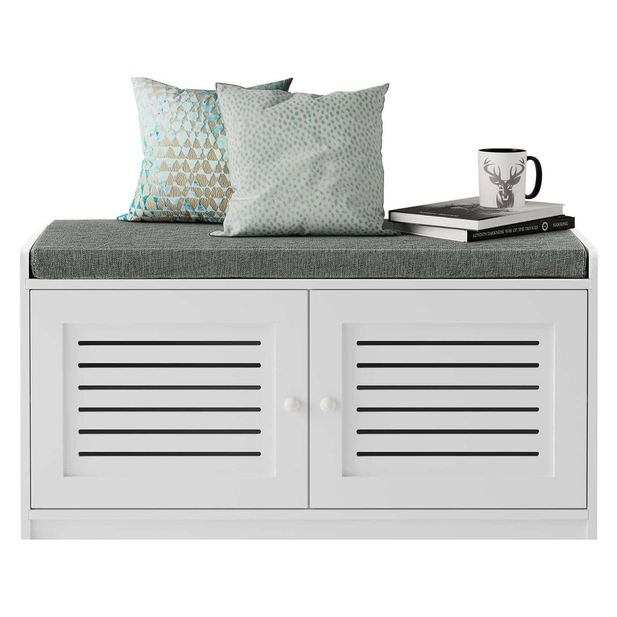 White Shoe Storage Bench with Cushion Sturdis UK Ubuy