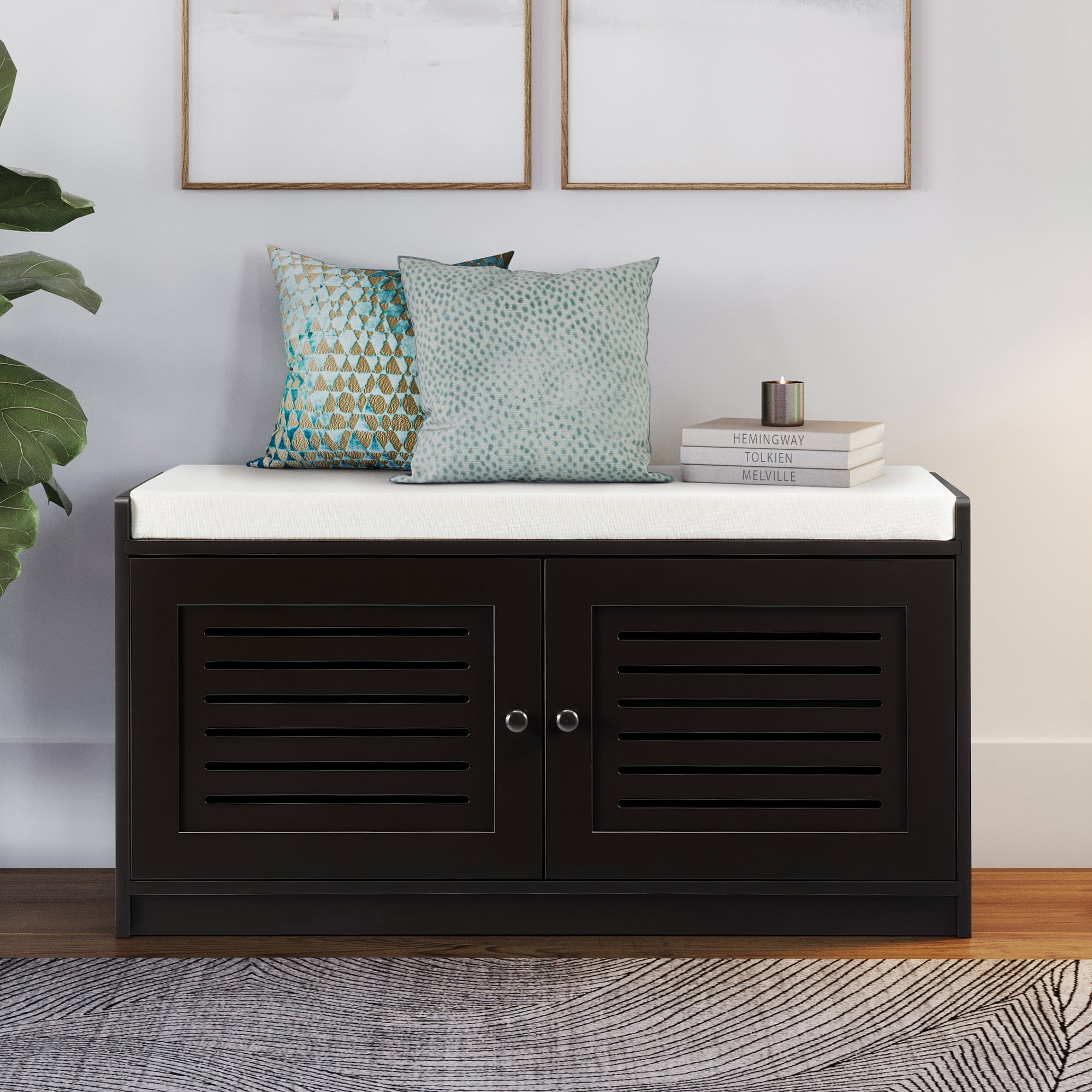 Storage bench with online cushion walmart