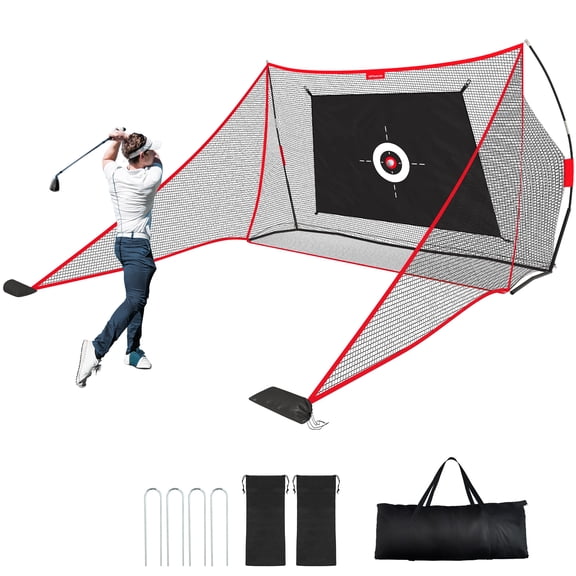 Sturdum 10x7 ft Golf Hitting Net with Built-in Side Barriers, Heavy Duty Practice Net for Driving Range, Swing & Chipping, Home Simulator Training, Portable Carry Bag Included