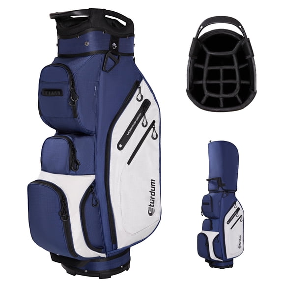 Sturdum 14-Way Golf Cart Bag, Lightweight 5.5 lbs Golf Club Organizer Bag for Men & Women, 10 Pockets with Cooler, Waterproof Valuables Pockets & Rain Cover