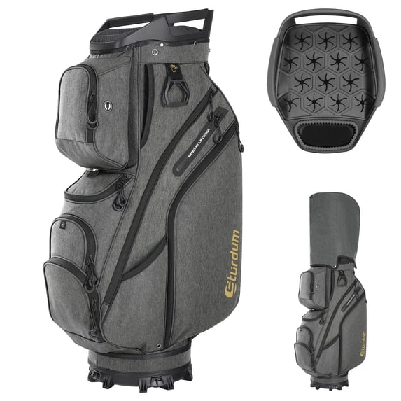 Sturdum 15-Way Golf Cart Bag, Rubber-Grip Organizer Top with Full-Length Dividers, 7.9 lb Golf Bag with 12 Pockets, Cooler Pocket & Rain Cover
