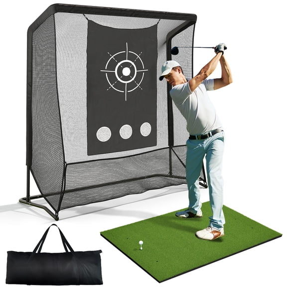 Sturdum Golf Hitting Net with Thickened 32mm Steel Frame, Heavy Duty Practice Net (10x7 / 7x7 ft) for Backyard, Indoor & Outdoor Driving Range Training