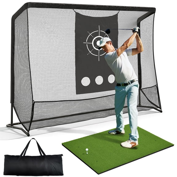 Sturdum Golf Hitting Net with Thickened 32mm Steel Frame, Heavy Duty Practice Net (10x7 / 7x7 ft) for Backyard, Indoor & Outdoor Driving Range Training