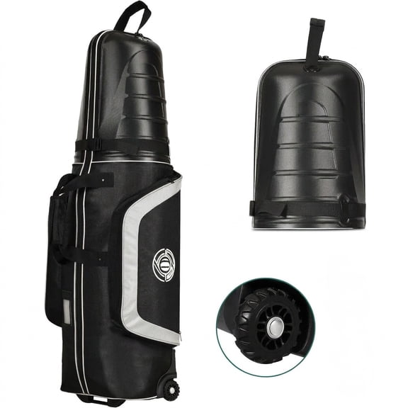Sturdum Golf Travel Bag with Wheels, ABS Hard Case Top & 1680D Heavy-Duty Oxford Fabric, Golf Club Travel Cover with Lightweight Design, Easy Maneuverability & Airline Travel Protection
