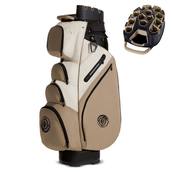 Sturdum T-Lock Golf Cart Bag, 14-Way Full-Length Divider Golf Bag with Rigid Inner Shell, Quiet Club Organization System, Ergonomic Padded Strap & Rain Cover