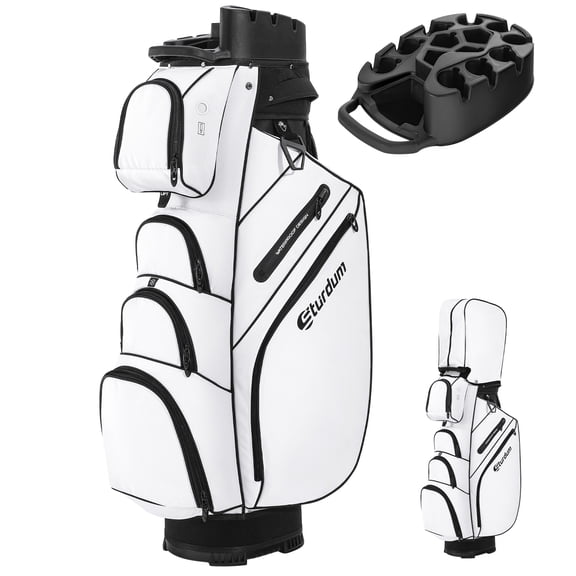 Sturdum T-Lock Golf Cart Bag, 14-Way Full-Length Divider Golf Bag with Rigid Inner Shell, Quiet Club Organization System, Ergonomic Padded Strap & Rain Cover