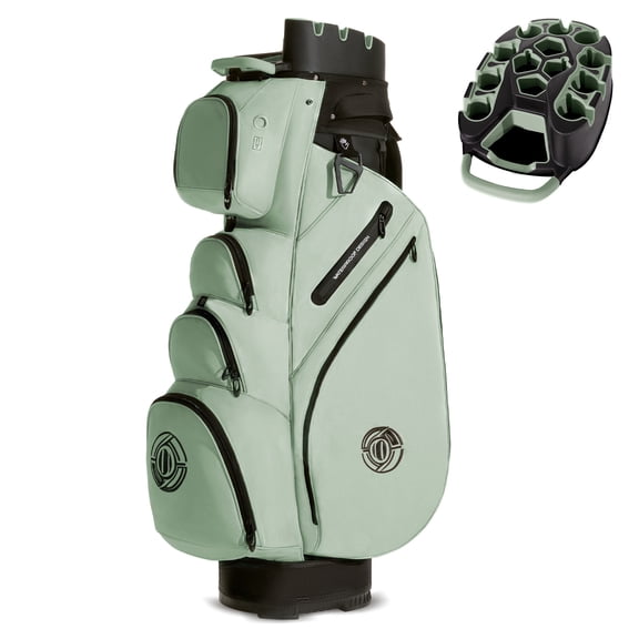 Sturdum T-Lock Golf Cart Bag, 14-Way Full-Length Divider Golf Bag with Rigid Inner Shell, Quiet Club Organization System, Ergonomic Padded Strap & Rain Cover