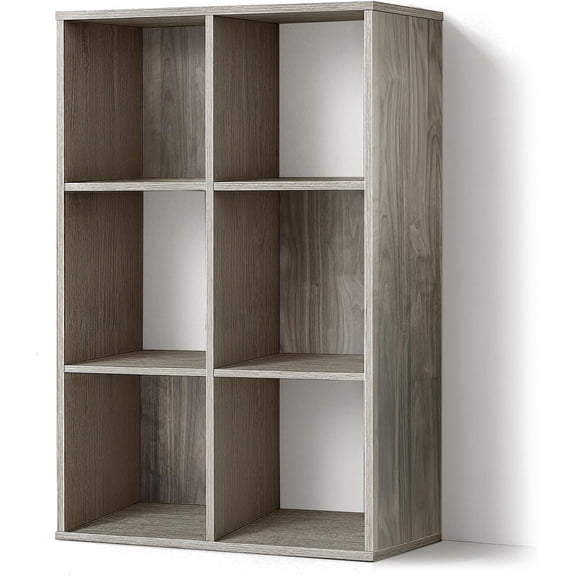 Sturdy 11inch cube storage shelf, with thickened outer edges, includes shelves and back panel, bookshelf, 6 compartments