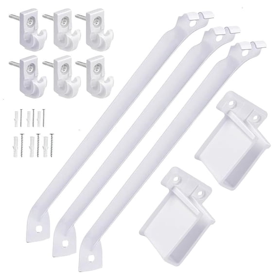 Sturdy 12Inch Wire Shelf Brackets Set with 6 Clip and 2 End Brackets Portable Accessory for Bedroom Living Room Garage