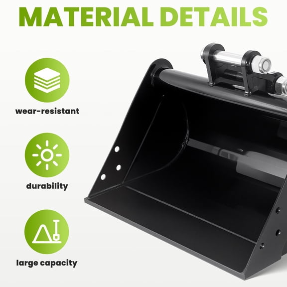 Sturdy 15 Gallon Large Capacity Excavator Bucket, 19.7 Inch Wide Ditching Bucket, Durable Screening Bucket for Dredging And Leveling Work