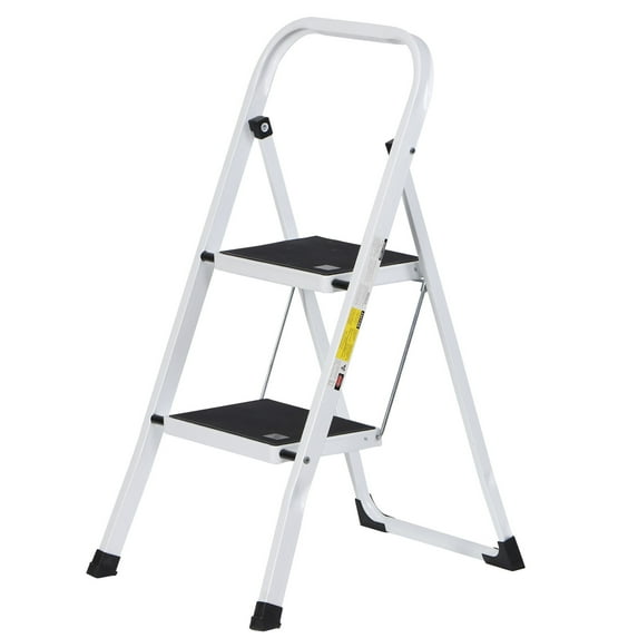 Sturdy 2-Step Ladder w/Anti-Slip Pedal Convenient Handgrip for Home Daily Use