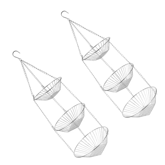 Sturdy 3 Layer Wire Basket for Dry Storage of Fruits Vegetables in Homes Kitchen Bathroom Includes Rusts Resistant Materials and Chains