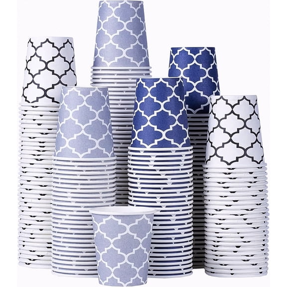 Sturdy 3 Oz Paper Cups in Floral Design, 300 Pack for Events and Travel