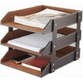 thumbnail image 1 of Very Sturdy 3 Tier Leather Desk File Rack for Office Supplies/Stationery/Folder,Stackable Letter Tray Organizer,Document Filing Organizer Holder for Desktop Storage (Brown）, 1 of 8