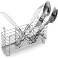 thumbnail image 1 of Sturdy 304 Stainless Steel Utensil Drying Rack Basket Holder with Hooks 3 Divided Compartments, Rust Proof, No Drilling, 1 of 6