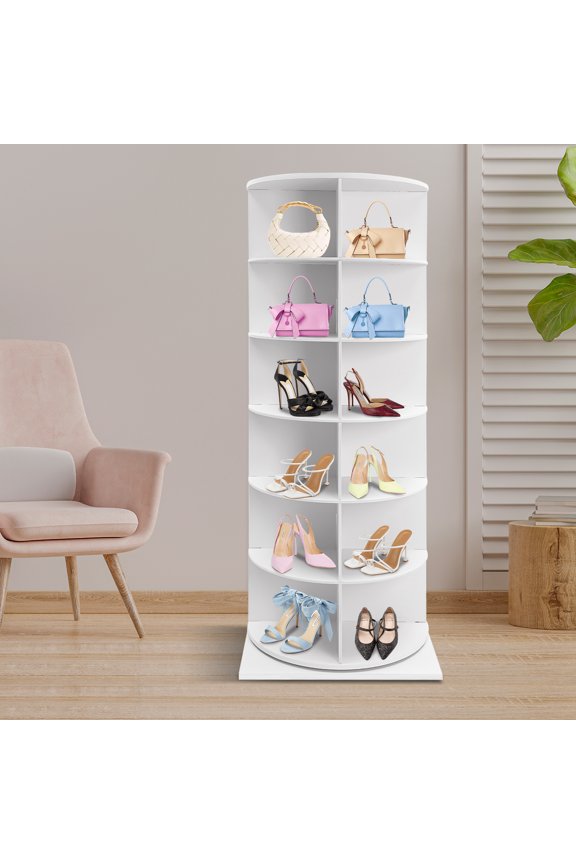 Sturdy 360 Rotating Design, 24-Pair Capacity, Rotating Shoe Rack, Free Standing Shoe Rack, Shoe Organizer, for Entryways, Cloakrooms, Small Apartments