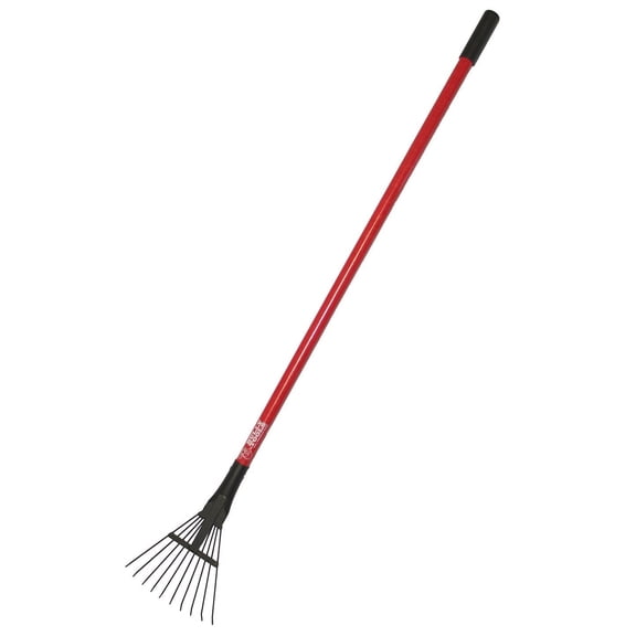 Sturdy 8" Shrub Rake, Fiberglass Construction with Spring Steel Blades, Ideal for Landscapers, Home Gardeners, Red