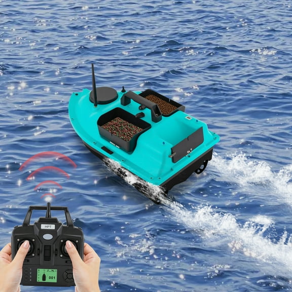 Sturdy ABS Fishing Boat with 52W Twin Motors, 10,000rpm Speed, 5.91ft/s Sailing, 4.4 lbs Bait Capacity, Remote Control, GPS and Night Lights