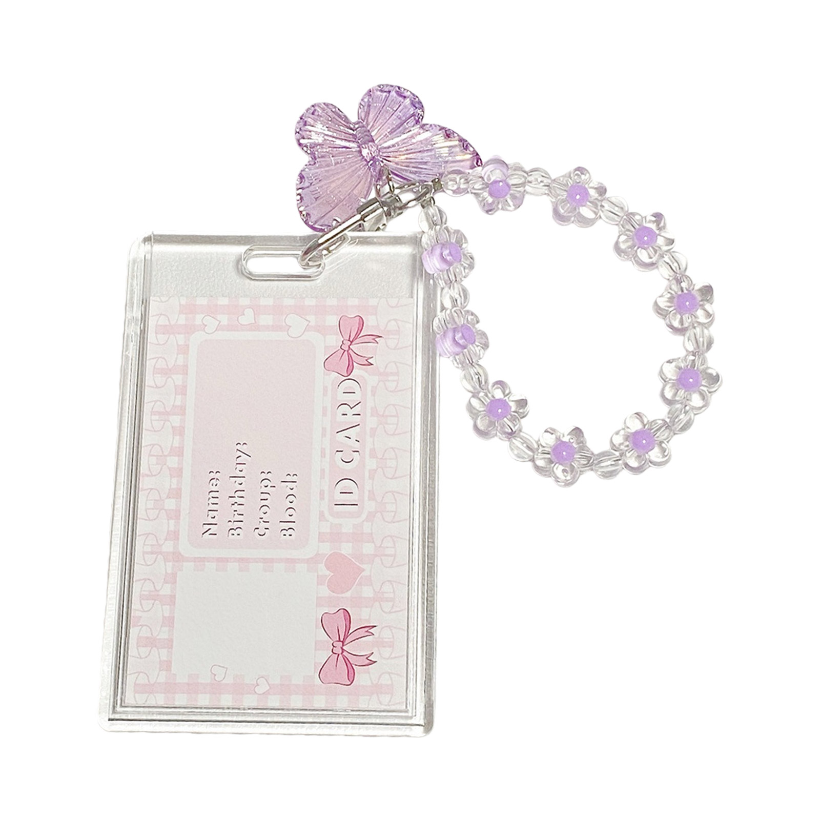 Sturdy Acrylic Keychain with Butterfly Designs and Clear Card Pocket for Organization