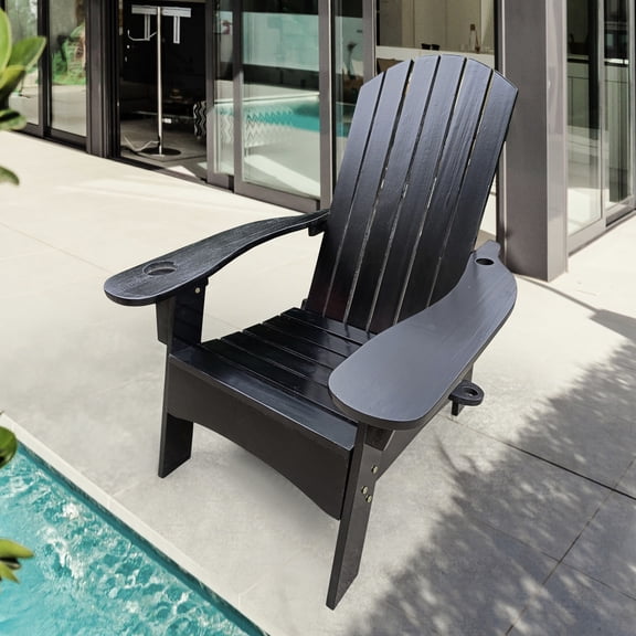 Sturdy Adirondack Chair with Umbrella Holder / Patio, Deck, and Garden / Comfortable Wide Seat