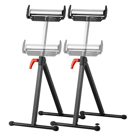 Sturdy Adjustable Table Saw Roller Stand, 250 lb Capacity, 27-43 Inch Height, Steel Roller with Edge Guides, Woodworking Support Stand