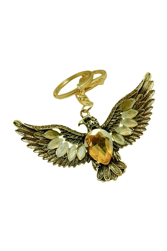 Vintage Hawks Keychain With Glowing Eyes Stone For Car Keys Or Bag