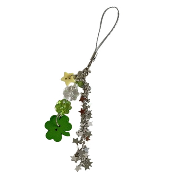 Sturdy Alloy Lovely Keychain With Strawberry Clovers Design Girl Theme Versatile Bag Keys Jewelry Accessory