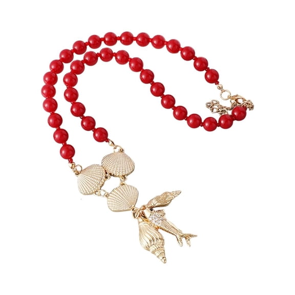 Sturdy Alloy Necklace With Shell Fish Bead Designs for Multiple Occasion Wear