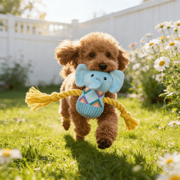 Sturdy Animals Dog Toy for Heavy Chewers, Indestructible Sturdy Pet Toys with Squeaky Sound, Interactive Play for Dogs, Rope Elephant