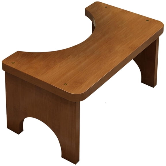 Sturdy Bamboos Bathroom Stool Ergonomic Footrest with Anti Slip Rubber Pad