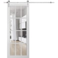 thumbnail image 1 of Sturdy Barn Door 12 lites Clear Glass | Felicia 3355 White Silk | 6.6FT Rail Hangers Heavy Hardware Set | Solid Panel Interior Doors, 1 of 6